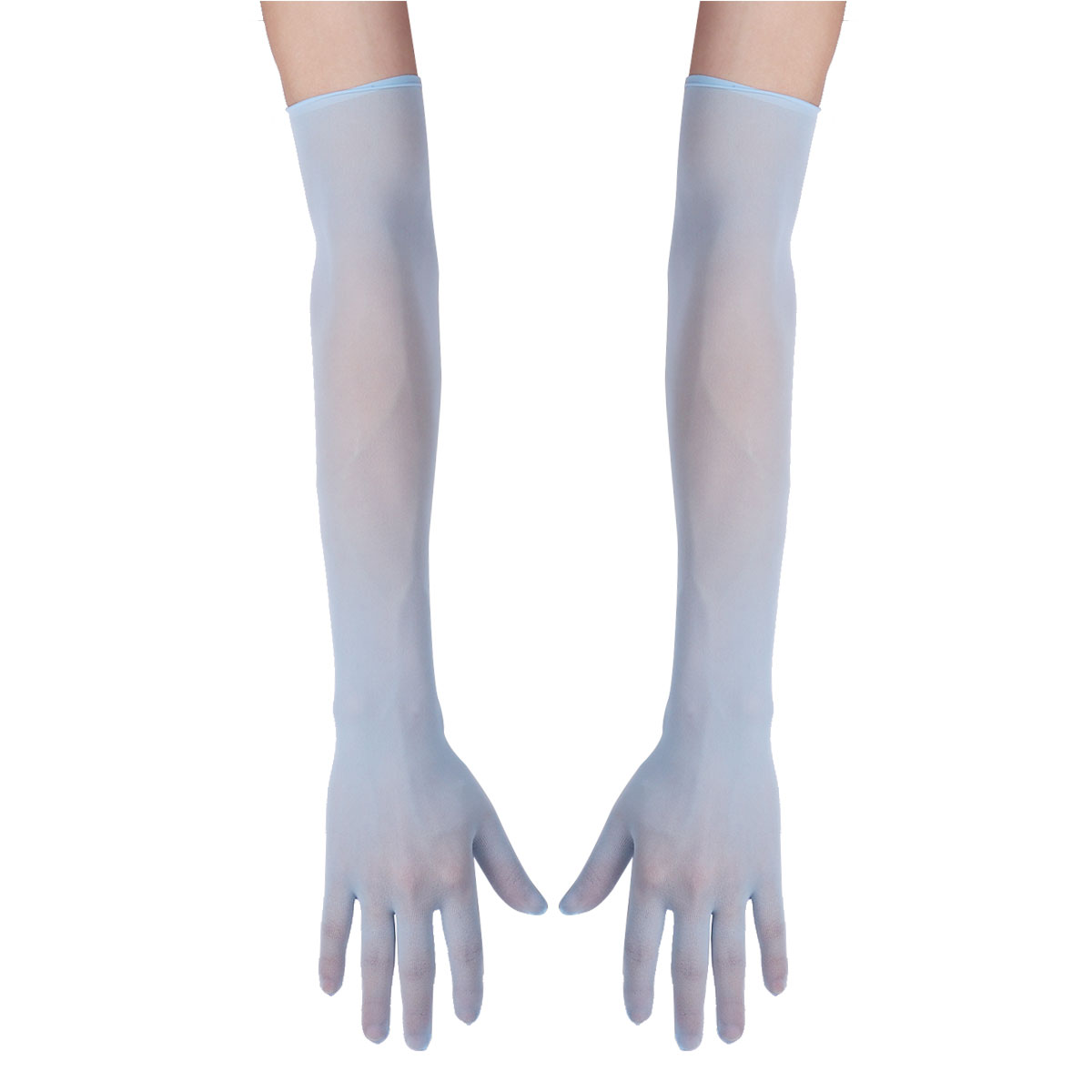 Long Gloves Women Full Finger Sunscreen Gloves Stretchy Mesh See Through Sheer Mittens Anti-UV Driving Hiking Outdoor Gloves