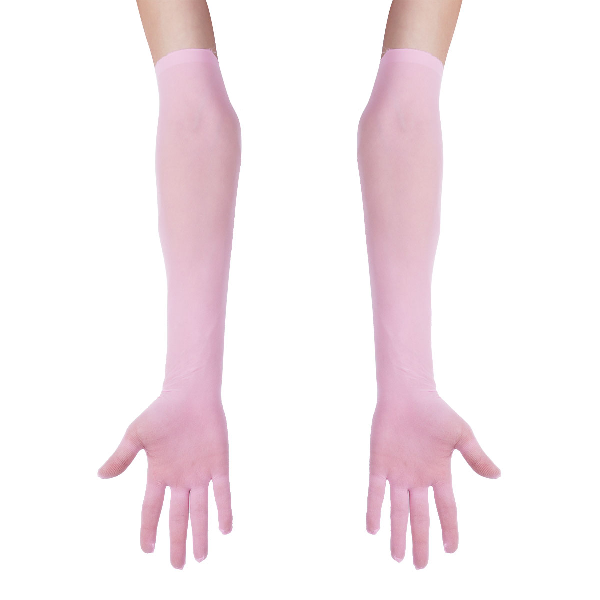Long Gloves Women Full Finger Sunscreen Gloves Stretchy Mesh See Through Sheer Mittens Anti-UV Driving Hiking Outdoor Gloves