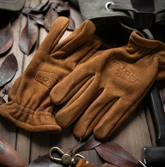 1Pair Retro Gloves High Quality Men Women Gloves First Layer Cowhide Wear-resistant Camping Mittens