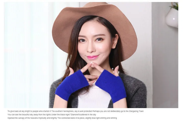 Mink Cashmere Autumn Winter Women Gloves Fingerless Warm Racoon Wool Mitten Wrist Length Thumb Hole Mitts Korean Female Lovely