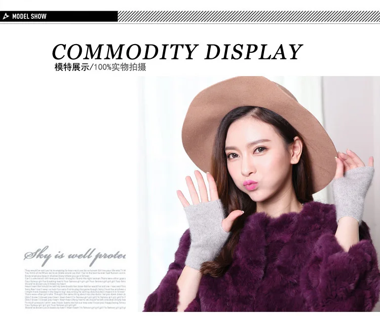 Mink Cashmere Autumn Winter Women Gloves Fingerless Warm Racoon Wool Mitten Wrist Length Thumb Hole Mitts Korean Female Lovely