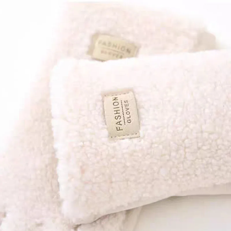 Imitation Teddy Hair Suede Women Winter Keep Warm Touch Screen Gloves Fashion Personality Add Velvet Thickened Soft