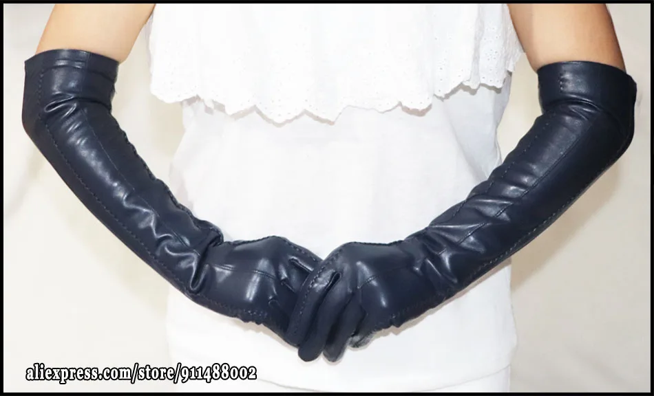 AOTIANYANG Genuine Leather Gloves 100% Sheepskin Long Gloves Women's Winter Warm Fleece Lining Over Elbow Arm Sleeves Color New