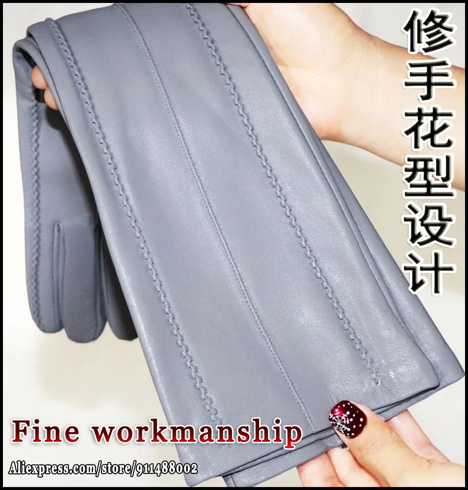 AOTIANYANG Genuine Leather Gloves 100% Sheepskin Long Gloves Women's Winter Warm Fleece Lining Over Elbow Arm Sleeves Color New