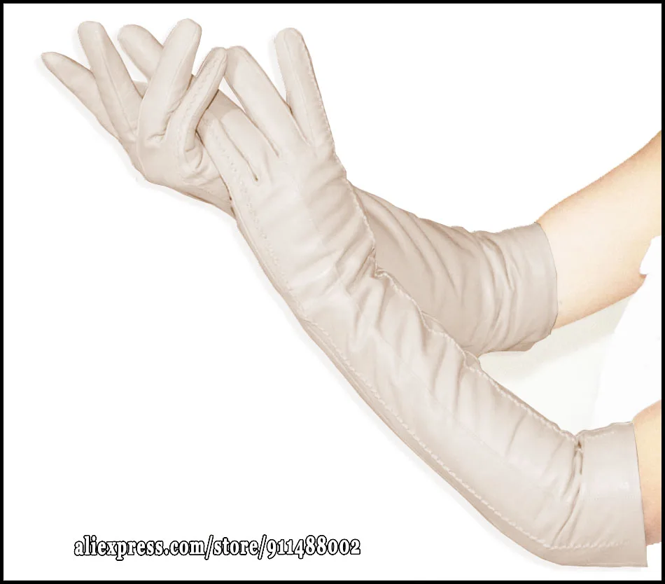 AOTIANYANG Genuine Leather Gloves 100% Sheepskin Long Gloves Women's Winter Warm Fleece Lining Over Elbow Arm Sleeves Color New