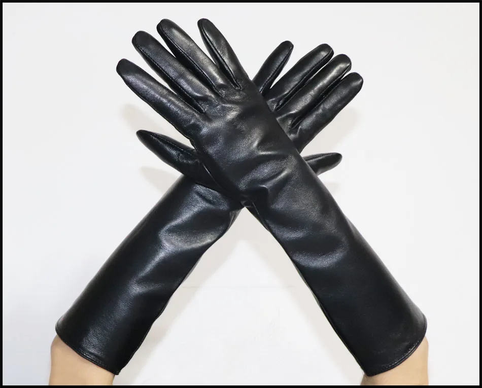 AOTIANYANG Genuine Leather Gloves 100% Sheepskin Long Gloves Women's Winter Warm Fleece Lining Over Elbow Arm Sleeves Color New