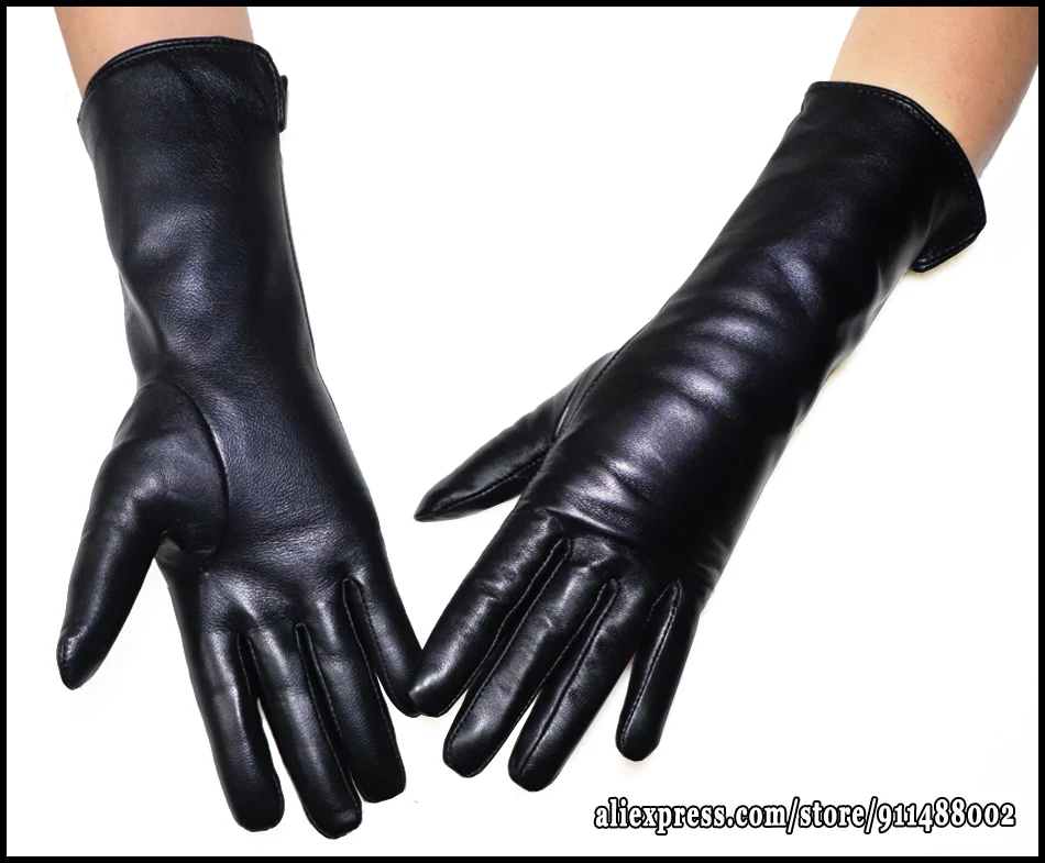 AOTIANYANG Genuine Leather Gloves 100% Sheepskin Long Gloves Women's Winter Warm Fleece Lining Over Elbow Arm Sleeves Color New