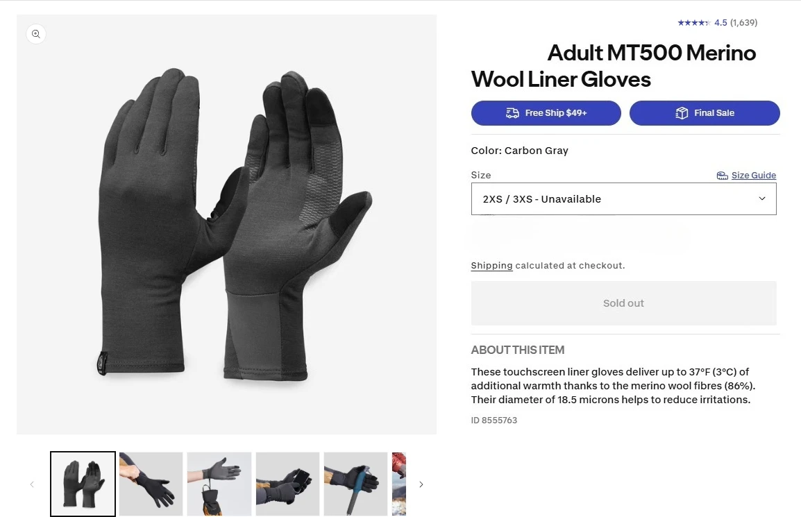 Men's Women's Merino Wool Gloves Outdoor Hiking Touchscreen-Compatible Warm Quick-Dry Climbing Cycling Gloves