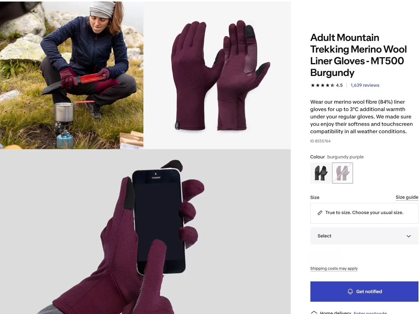 Men's Women's Merino Wool Gloves Outdoor Hiking Touchscreen-Compatible Warm Quick-Dry Climbing Cycling Gloves