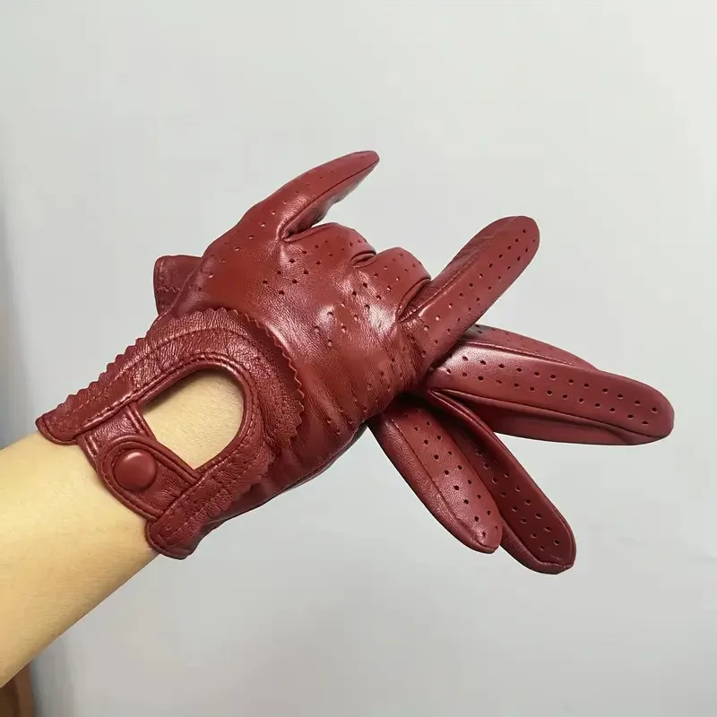 Women's Genuine Sheepskin Gloves Outdoor Riding Breathable Comfortable Motorcycle Gloves Fashion Casual Warm Gloves