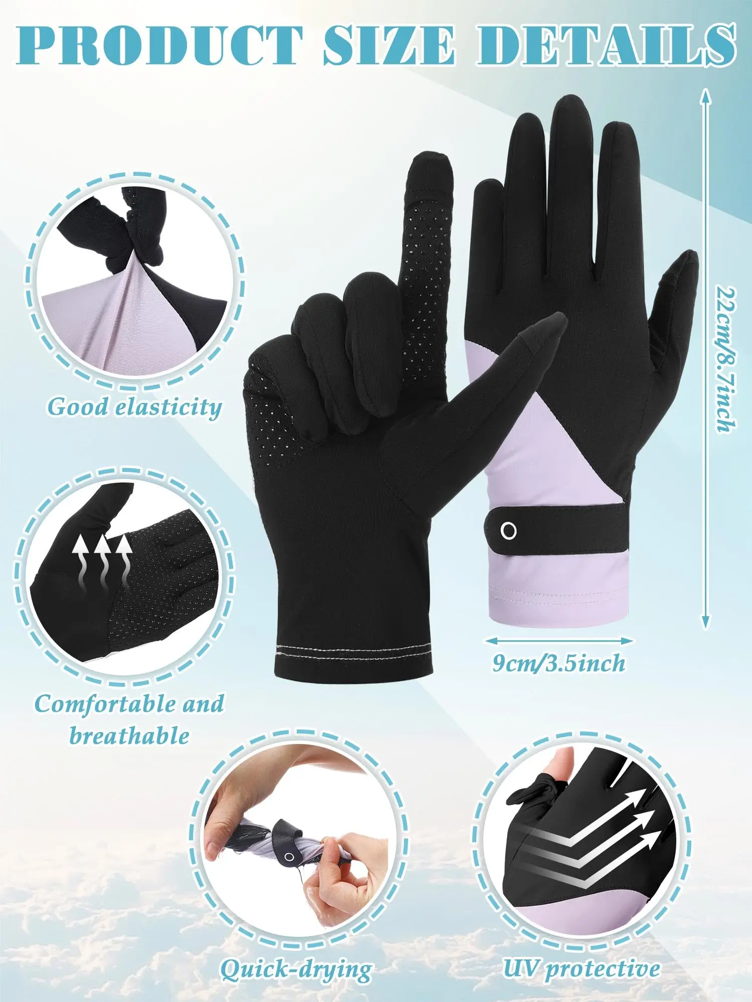 Summer Gloves Breathable Women Thin Ice Silk Cycling Driving Gloves Touch Screen Quick Dry Sunscreen Non-slip Riding Gloves