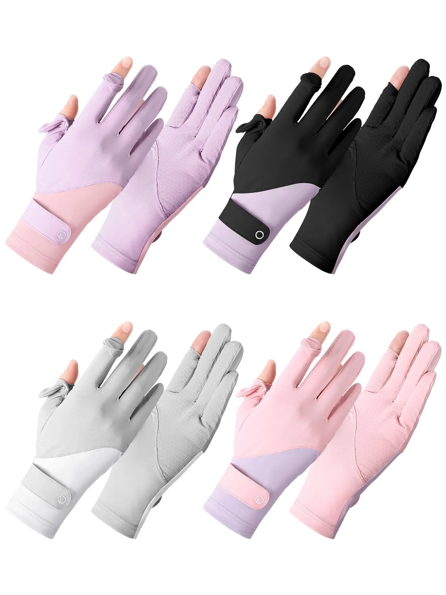 Summer Gloves Breathable Women Thin Ice Silk Cycling Driving Gloves Touch Screen Quick Dry Sunscreen Non-slip Riding Gloves