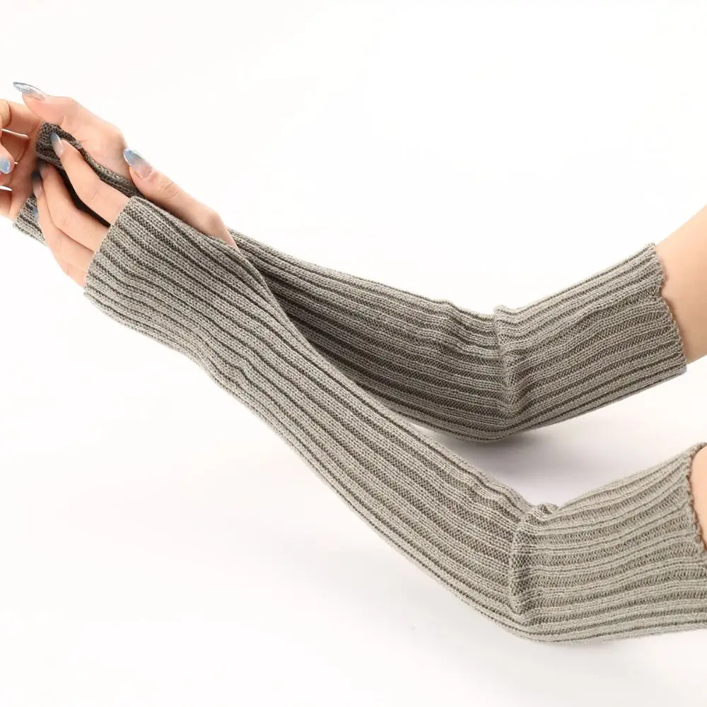 Women Knitted Arm Warmers Long Fingerless Gloves Winter Gothic Lolita Arm Sleeve Solid Glove Classic Half Finger Soft Mitten