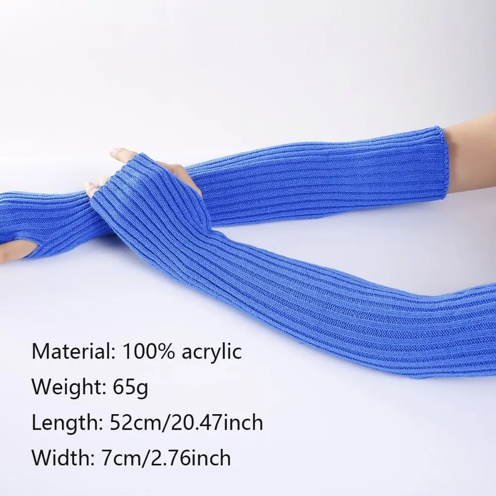 Women Knitted Arm Warmers Long Fingerless Gloves Winter Gothic Lolita Arm Sleeve Solid Glove Classic Half Finger Soft Mitten