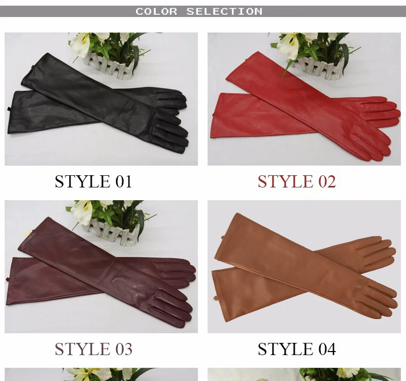 Winter New Lady Fashion Sheepskin Leather Gloves Women Genuine Leather Mittens Female Long StyleArm Sleeve