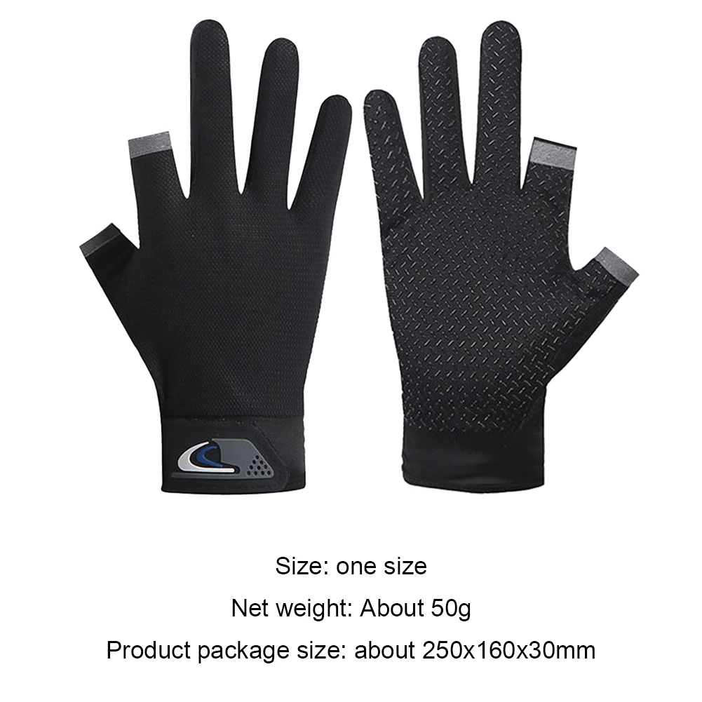 Summer Men Fishing Gloves Women Two Finger Cut Male Touchscreen Angling Anti-Slip Sun-Proof Breathable Cycling Fitness Gloves