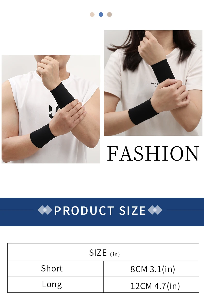 Ice Silk Sports Fitness Wrist Brace Men's Thin Wrist Guard Elastic Short Women's Scar Tattoo Cuff Fake Sleeve Play Basketball
