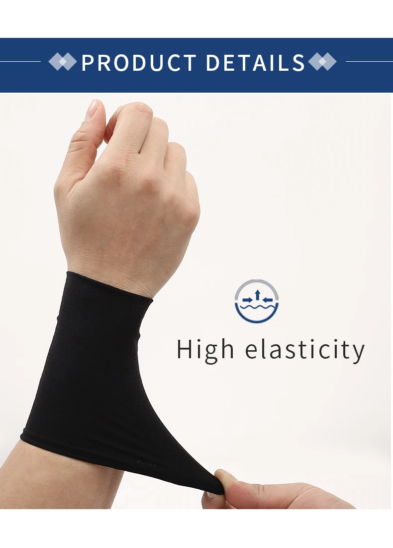 Ice Silk Sports Fitness Wrist Brace Men's Thin Wrist Guard Elastic Short Women's Scar Tattoo Cuff Fake Sleeve Play Basketball