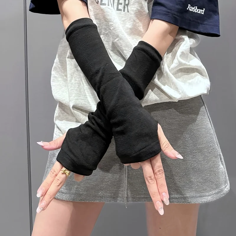 Elastic Y2K Gothic Lolita Gloves Arm Cover Harajuku Arm Warmers Fingerless Punk Long Wristband Metallic Unisex Hip-hop Gloves