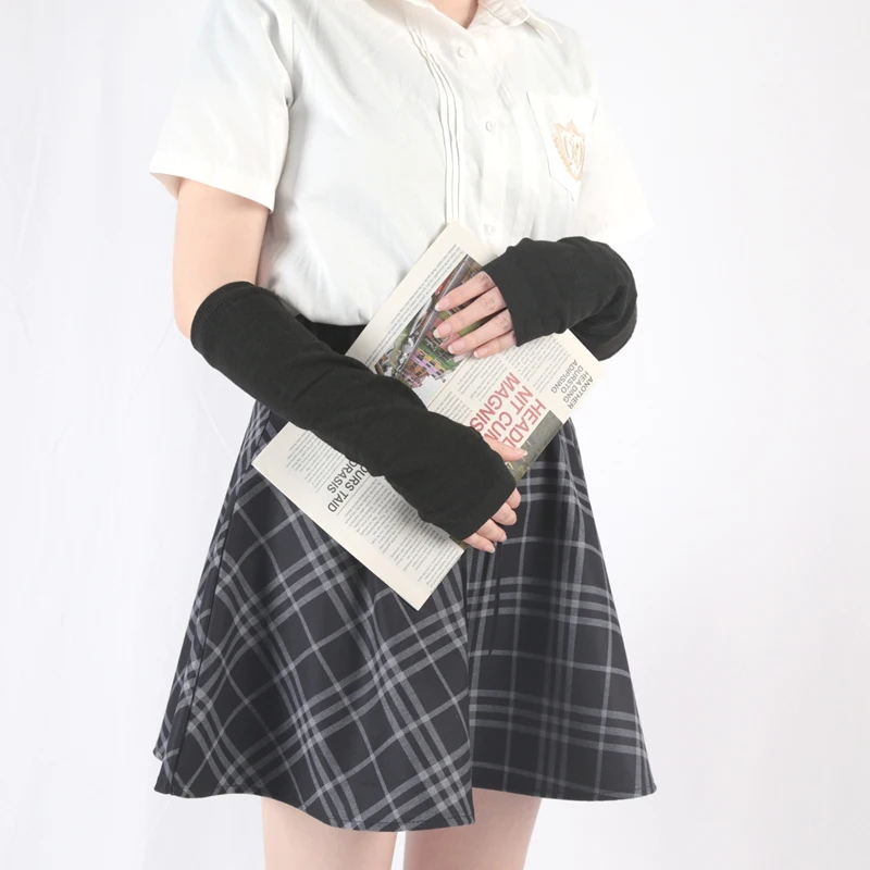 Elastic Y2K Gothic Lolita Gloves Arm Cover Harajuku Arm Warmers Fingerless Punk Long Wristband Metallic Unisex Hip-hop Gloves