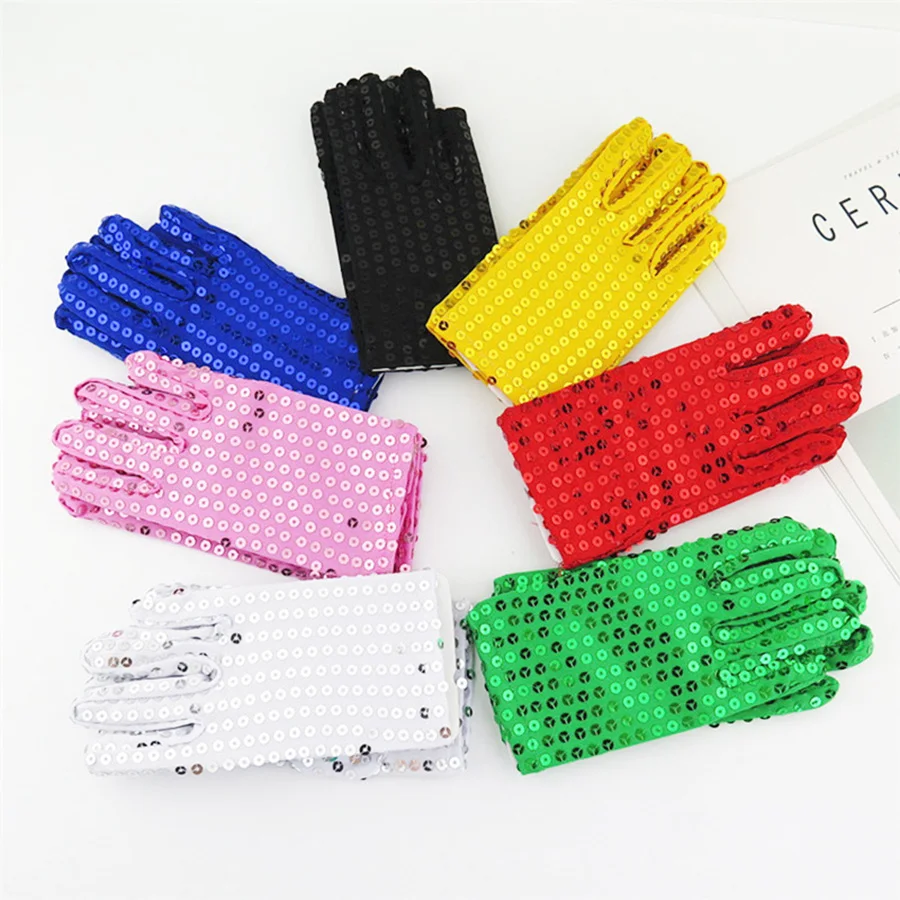 1 pair of children's high elasticity sequin gloves, dance competition, dance performance, party performance, exquisite children'
