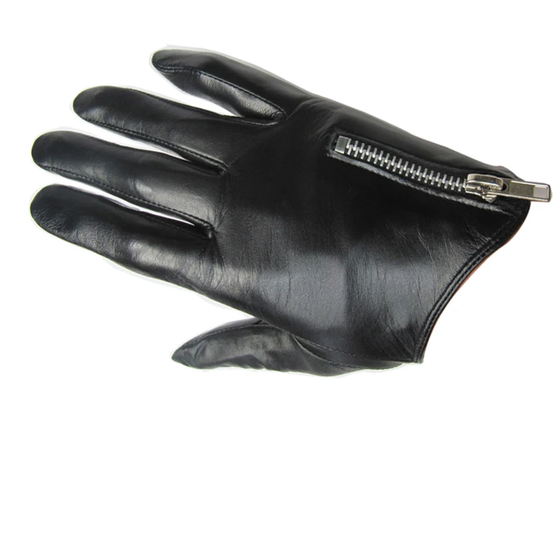 men's leather gloves fashion classic short side zipper fit tight style real Italy Unisex women touch screen gloves