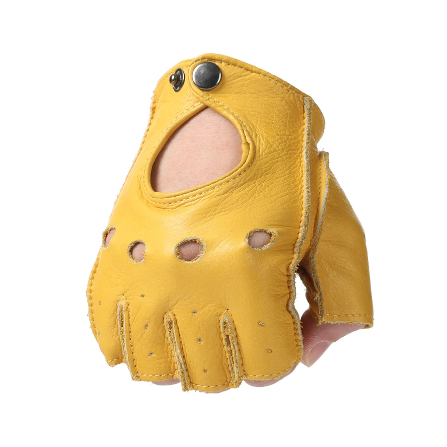 Mens Fingerless Half Finger Driving Fitness Motorcycle Cycling Goatskin NEW Men Pu Leather Gloves Mittens
