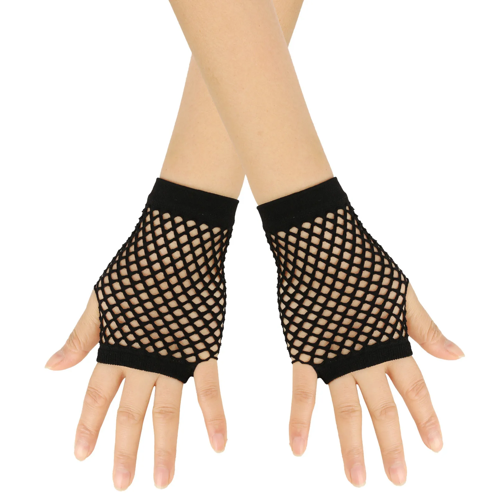 1 Pair Women Short Fishnet Net Gloves Fingerless Mesh Gloves Punk Rock Fancy Night Club Party Arm Warmer Gloves Sexy Gloves Hot