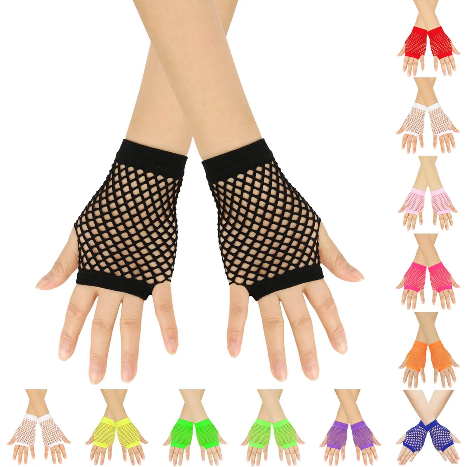 1 Pair Women Short Fishnet Net Gloves Fingerless Mesh Gloves Punk Rock Fancy Night Club Party Arm Warmer Gloves Sexy Gloves Hot