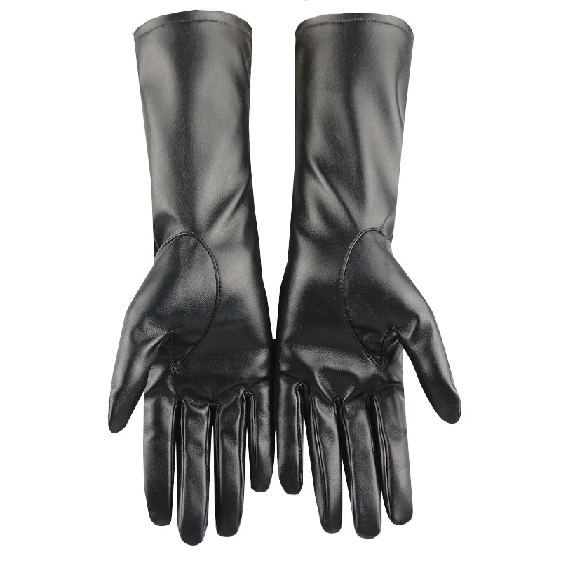 Female Winter Warm Touch Screen Driving Synthetic Leather Gloves 39CM Women's Outdoor Riding Plus Velvet Thicken Long Mittens