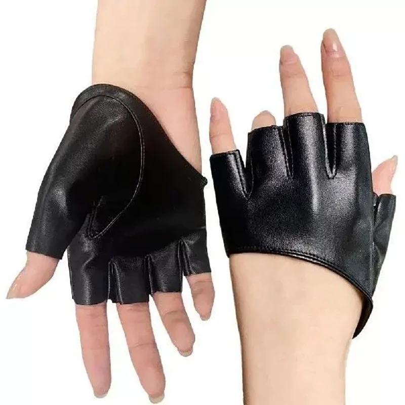 Pu Leather Fingerless Glove For Goth Punk Rock Lolita Harajuku Stage Performance Party Women Lolita Cosplay Half Finger Gloves