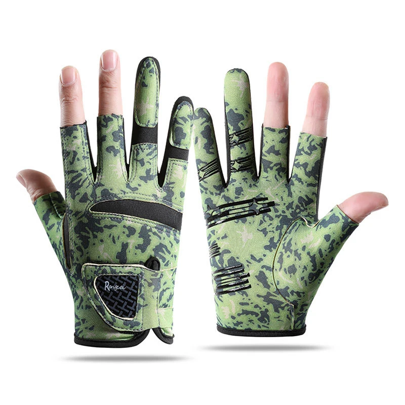 Fishing Gloves for Men Anti Slip Summer Sun Protection Gloves Breathable 3 Finger Cut Gloves Fly Fishing Accessories