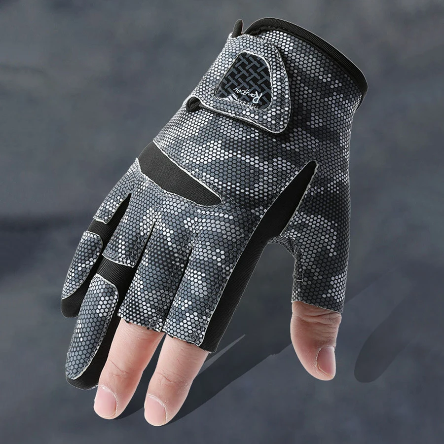 Fishing Gloves for Men Anti Slip Summer Sun Protection Gloves Breathable 3 Finger Cut Gloves Fly Fishing Accessories