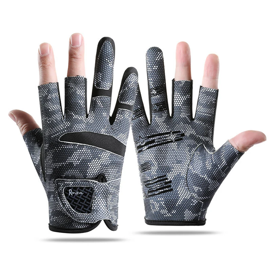 Fishing Gloves for Men Anti Slip Summer Sun Protection Gloves Breathable 3 Finger Cut Gloves Fly Fishing Accessories