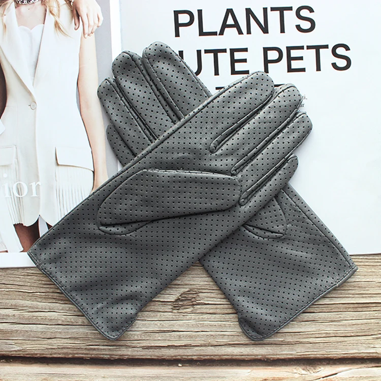 New Women's Fashionable Sheepskin Gloves Color Mesh Breathable Fashion Short Genuine Leather Gloves