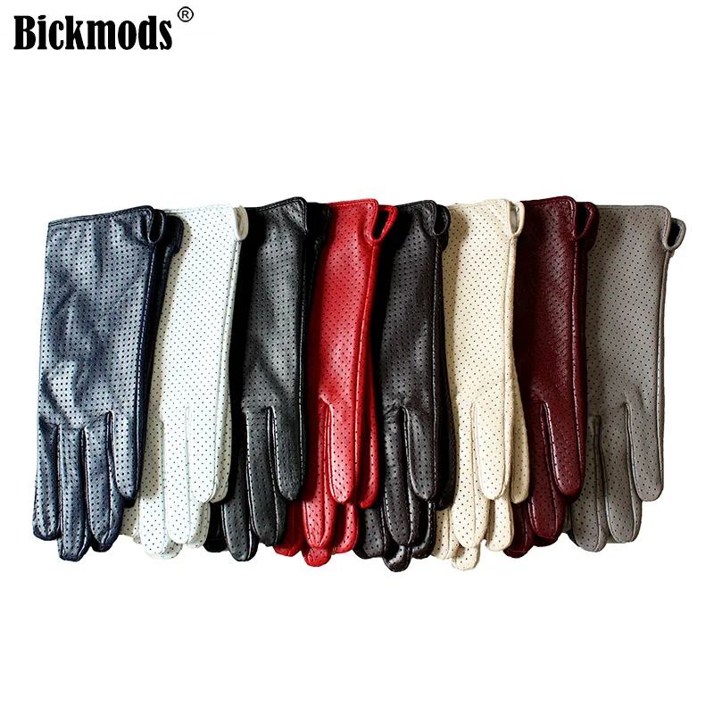 New Women's Fashionable Sheepskin Gloves Color Mesh Breathable Fashion Short Genuine Leather Gloves