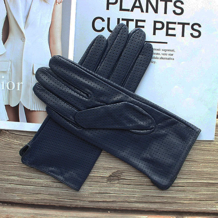 New Women's Fashionable Sheepskin Gloves Color Mesh Breathable Fashion Short Genuine Leather Gloves