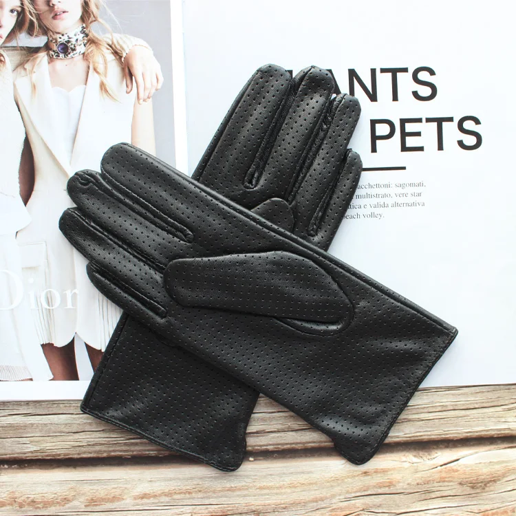 New Women's Fashionable Sheepskin Gloves Color Mesh Breathable Fashion Short Genuine Leather Gloves