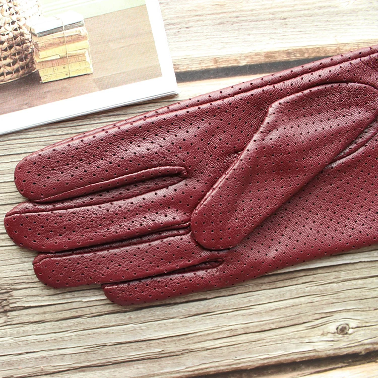 New Women's Fashionable Sheepskin Gloves Color Mesh Breathable Fashion Short Genuine Leather Gloves