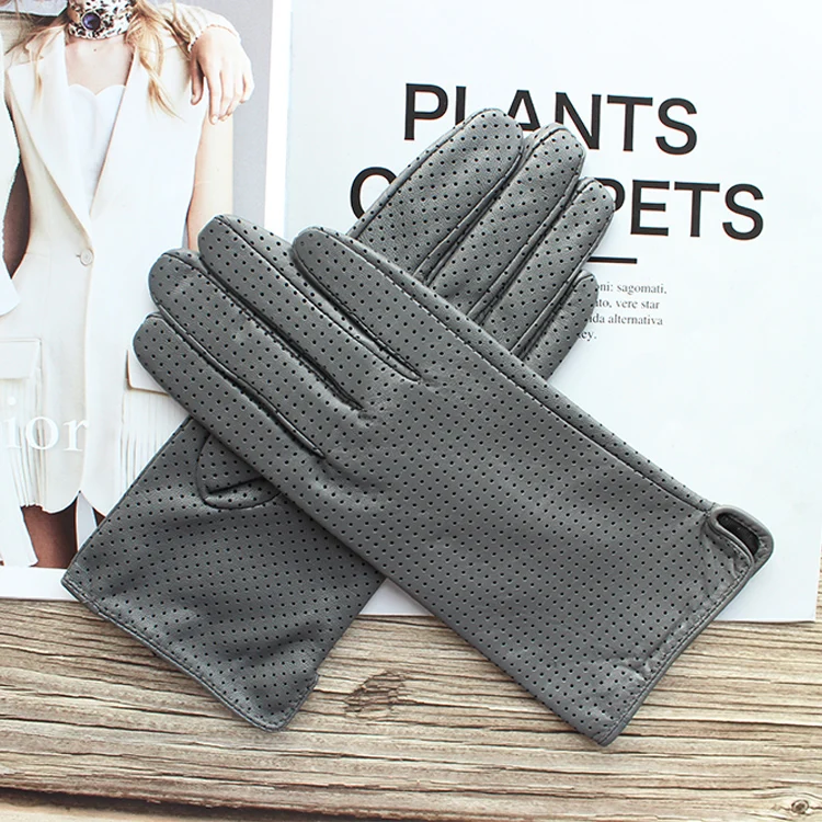 New Women's Fashionable Sheepskin Gloves Color Mesh Breathable Fashion Short Genuine Leather Gloves
