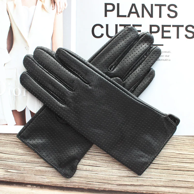 New Women's Fashionable Sheepskin Gloves Color Mesh Breathable Fashion Short Genuine Leather Gloves