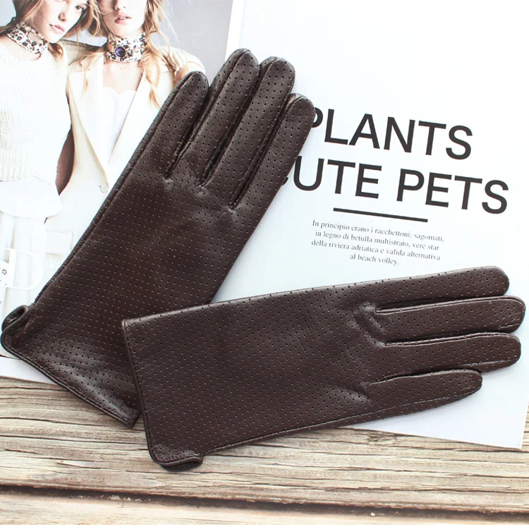 New Women's Fashionable Sheepskin Gloves Color Mesh Breathable Fashion Short Genuine Leather Gloves