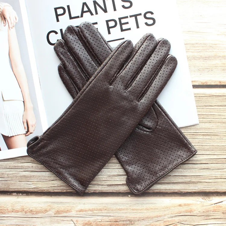 New Women's Fashionable Sheepskin Gloves Color Mesh Breathable Fashion Short Genuine Leather Gloves