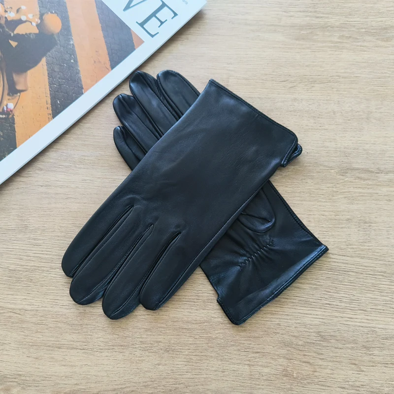 Men's Thin Sheepskin Leather Gloves Summer Outdoor Sunscreen for Cycling And Driving