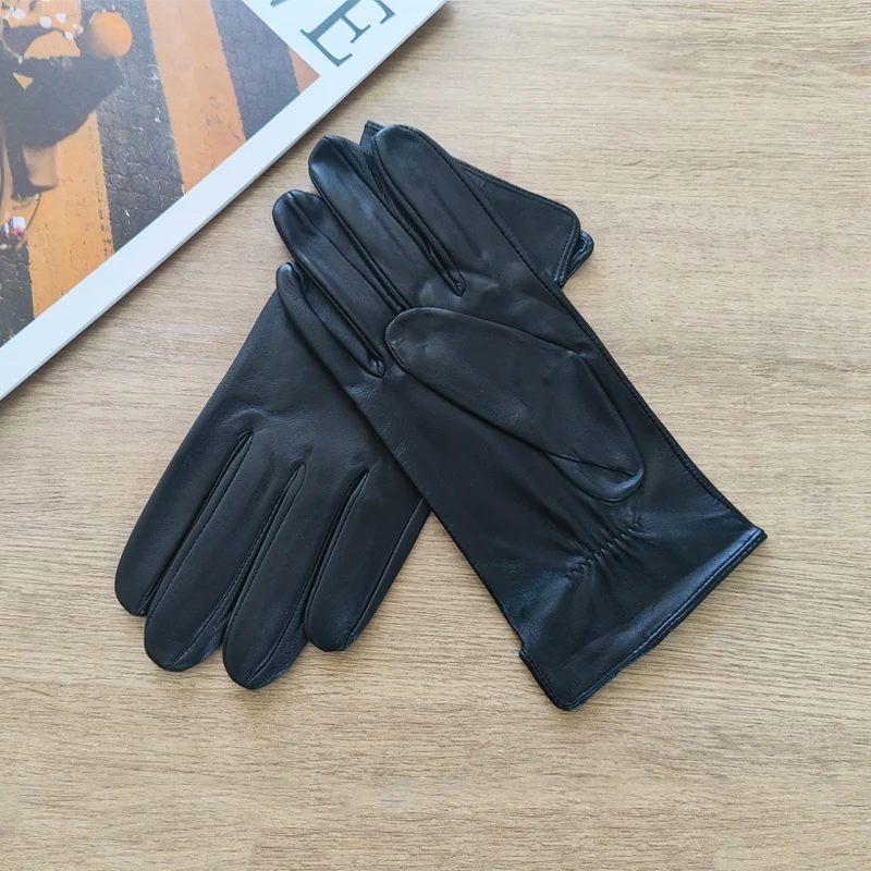 Men's Thin Sheepskin Leather Gloves Summer Outdoor Sunscreen for Cycling And Driving