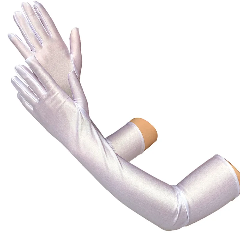 Women Long Elbow Satin Gloves Classic Adult Elegant Black White Gloves 1920s Vintage Style Party Prom Wedding Decor Sleeves