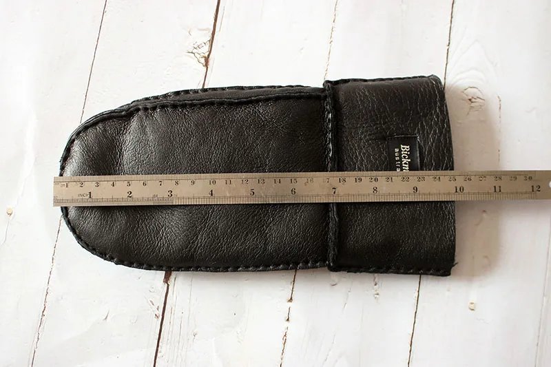 Men's Winter Warm Sheepskin Fur Mittens Thickened Windproof Cold-Proof Wool Lined Leather Gloves for Cold Weather Protection