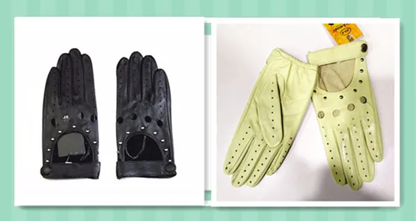 Summer Driving All Finger Leather Gloves Women's Sheepskin Unlined Fashion Hollow Out Style Outdoor Motorcycle Riding