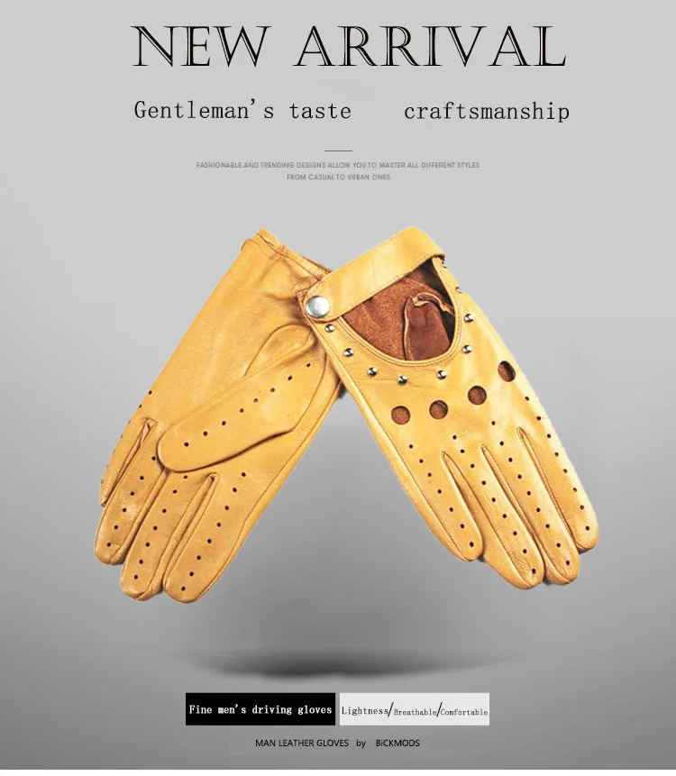 Summer Driving All Finger Leather Gloves Women's Sheepskin Unlined Fashion Hollow Out Style Outdoor Motorcycle Riding