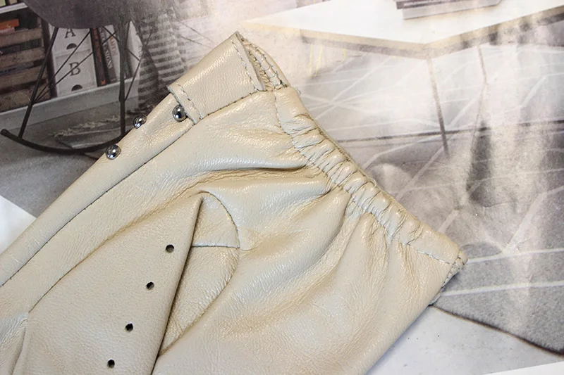 Summer Driving All Finger Leather Gloves Women's Sheepskin Unlined Fashion Hollow Out Style Outdoor Motorcycle Riding